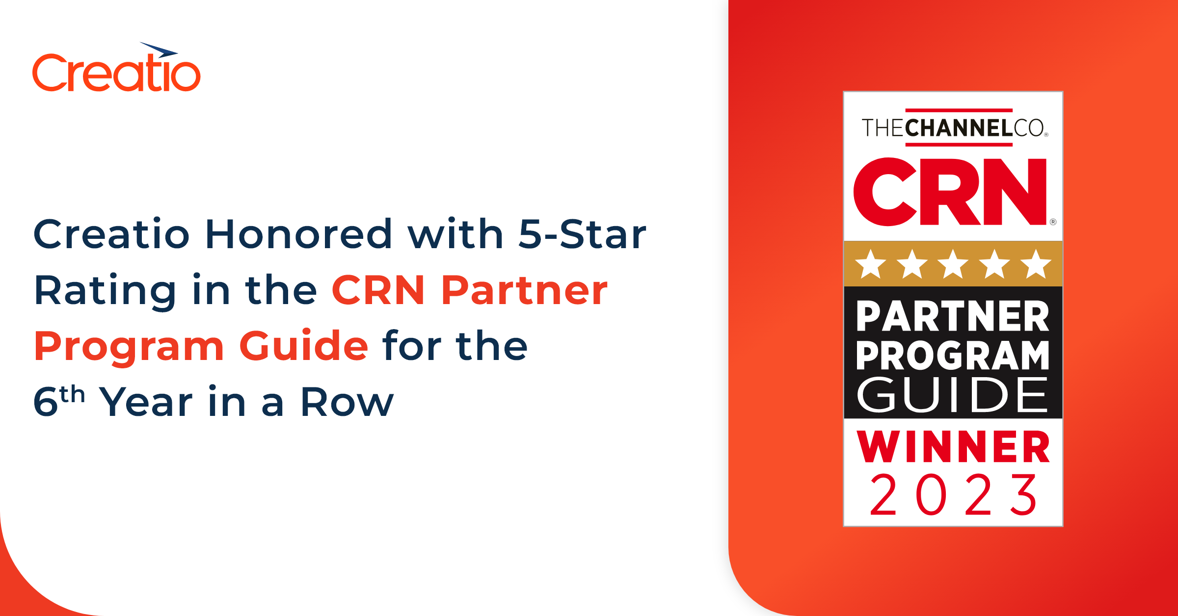 Creatio Honored with 5Star Rating in the CRN Partner Program Guide for